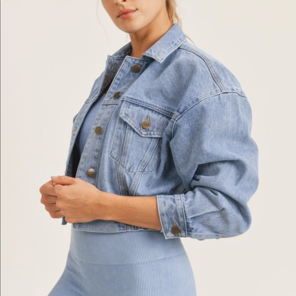 Puffy Sleeve Cropped Denim Jacket